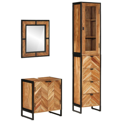 vidaXL 3 Piece Bathroom Furniture Set Iron and Solid Wood Acacia
