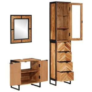 vidaXL 3 Piece Bathroom Furniture Set Iron and Solid Wood Acacia