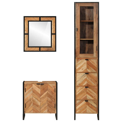 vidaXL 3 Piece Bathroom Furniture Set Iron and Solid Wood Acacia
