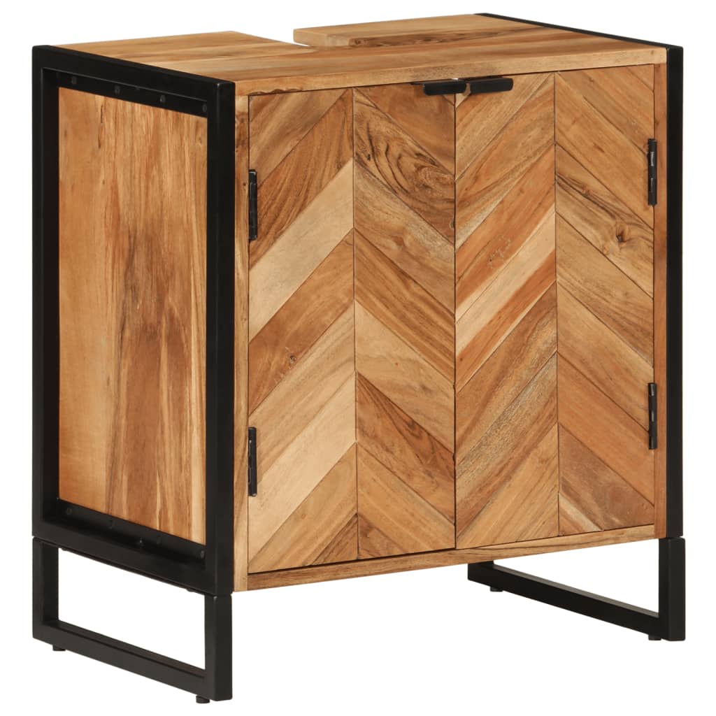 vidaXL 3 Piece Bathroom Furniture Set Iron and Solid Wood Acacia
