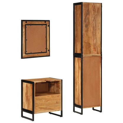 vidaXL 3 Piece Bathroom Furniture Set Iron and Solid Wood Acacia