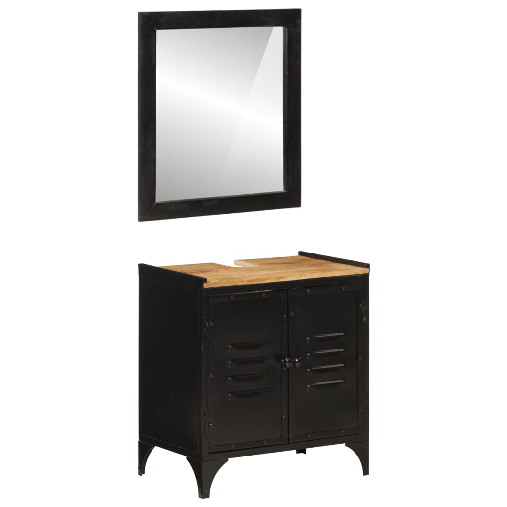 vidaXL Bathroom Furniture Set | Natural wood, Black