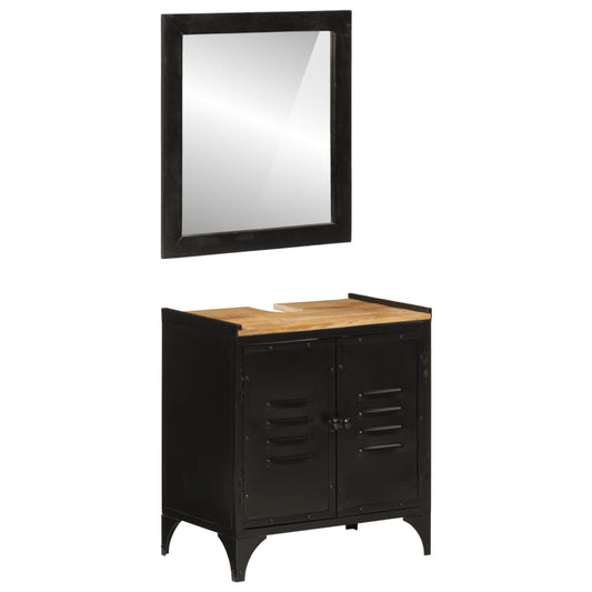 vidaXL Bathroom Furniture Set | Natural wood, Black