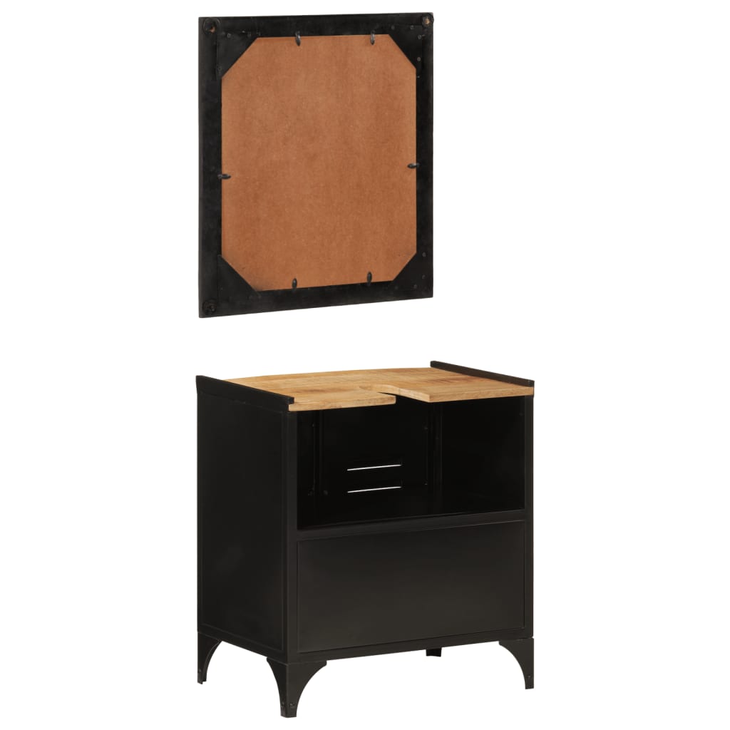 vidaXL Bathroom Furniture Set | Natural wood, Black