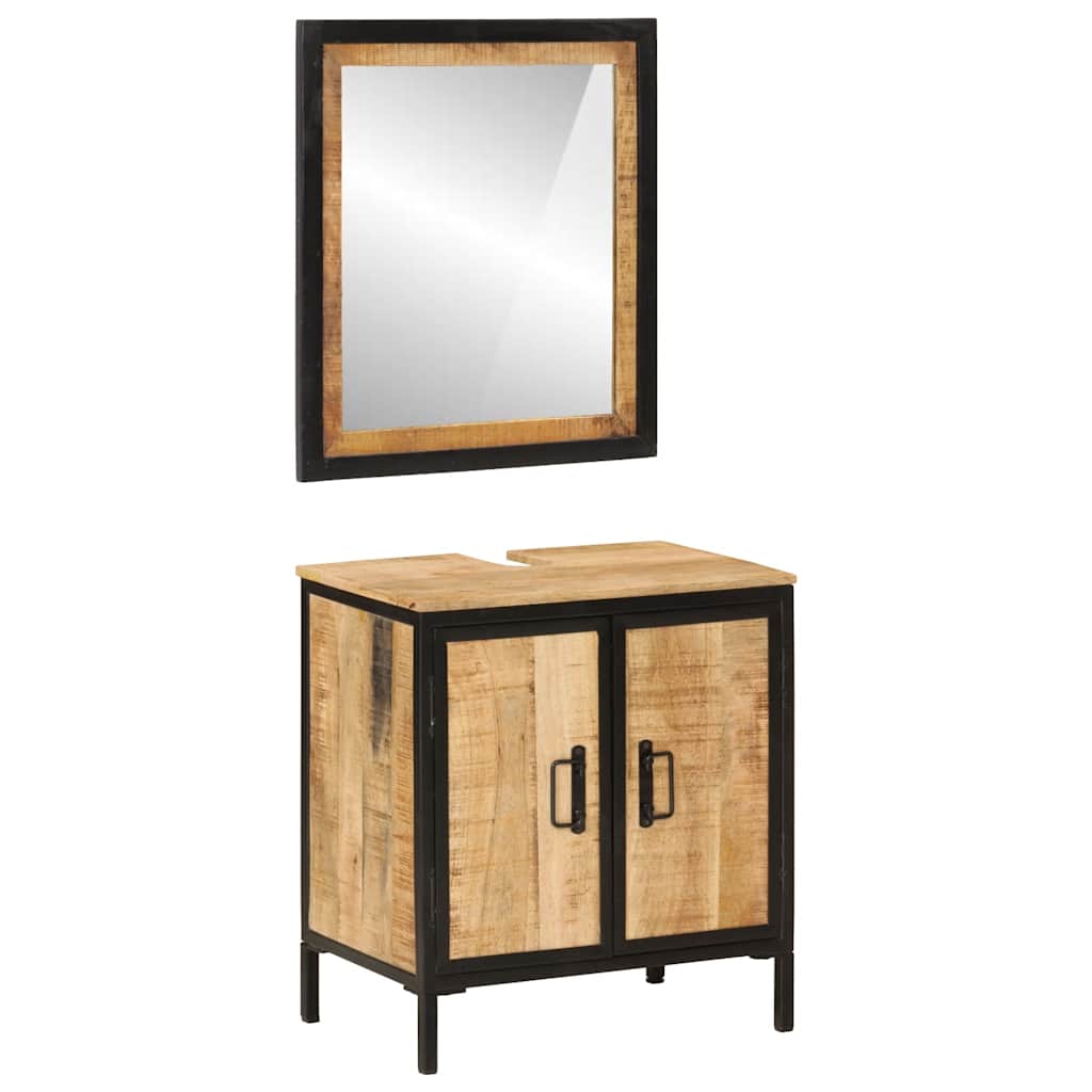 vidaXL 2 Piece Bathroom Furniture Set Iron and Solid Wood Mango