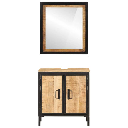 vidaXL 2 Piece Bathroom Furniture Set Iron and Solid Wood Mango