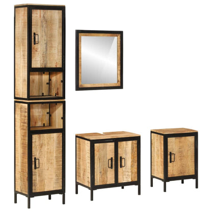 vidaXL 4 Piece Bathroom Furniture Set Iron and Solid Wood Mango