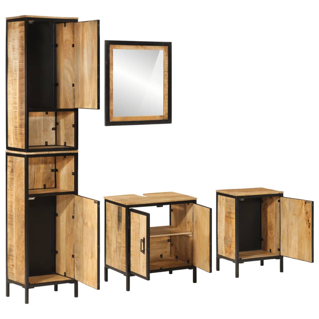 vidaXL 4 Piece Bathroom Furniture Set Iron and Solid Wood Mango