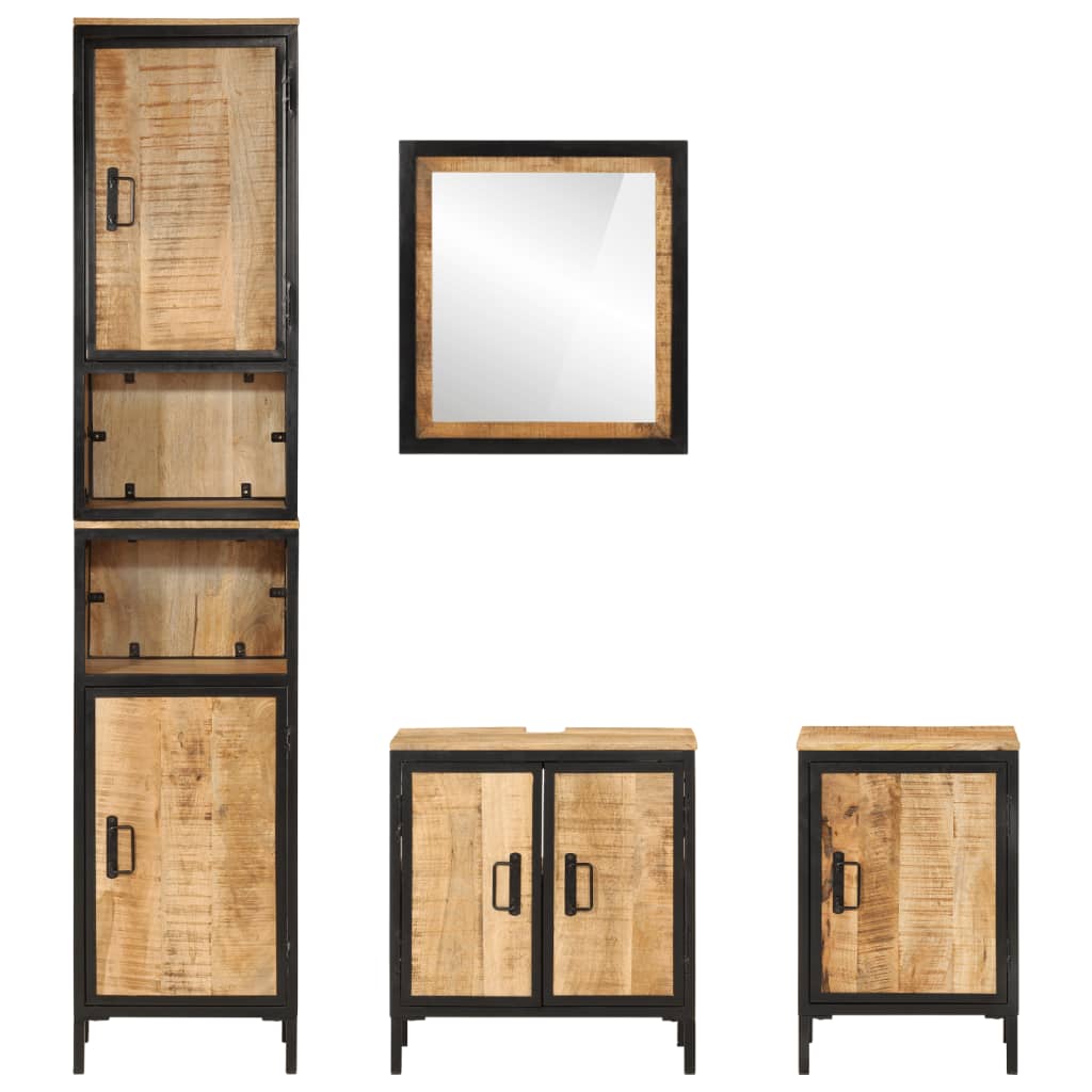 vidaXL 4 Piece Bathroom Furniture Set Iron and Solid Wood Mango