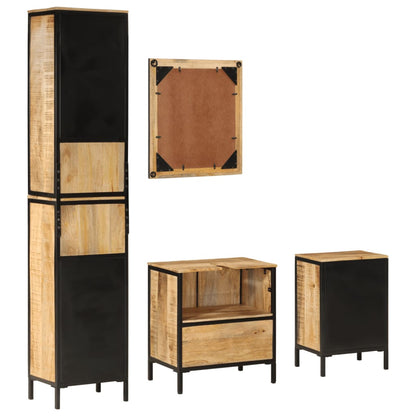 vidaXL 4 Piece Bathroom Furniture Set Iron and Solid Wood Mango