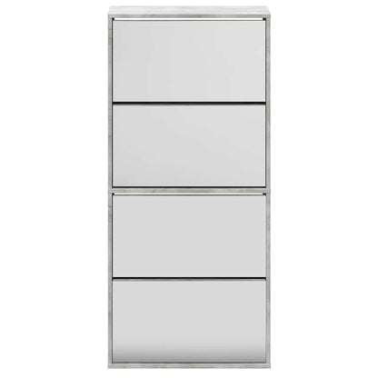 vidaXL Shoe Cabinet with Mirror 4-Layer Concrete Grey 63x17x134 cm