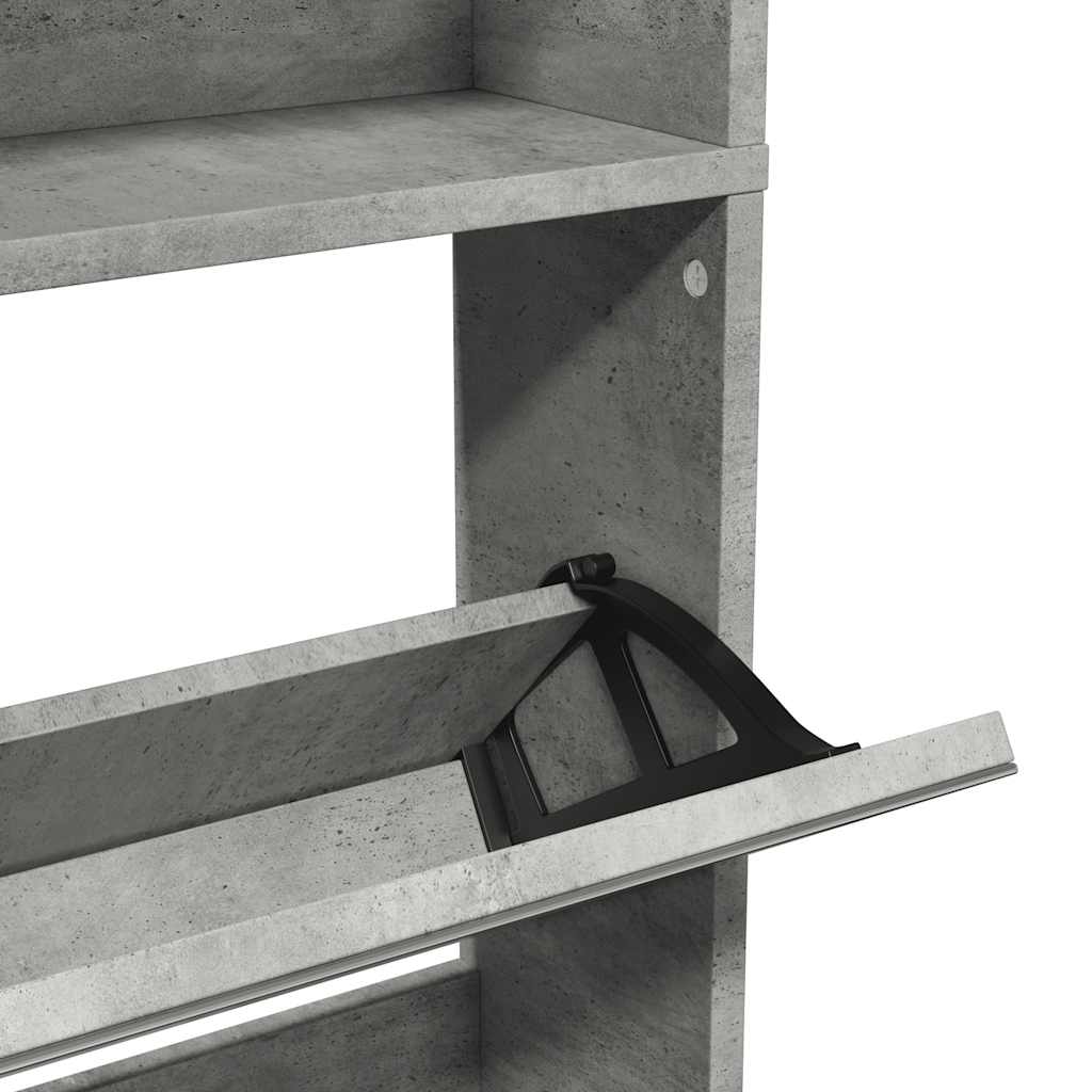 vidaXL Shoe Cabinet with Mirror 4-Layer Concrete Grey 63x17x134 cm