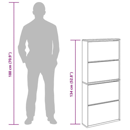 vidaXL Shoe Cabinet with Mirror 4-Layer Grey Sonoma 63x17x134 cm