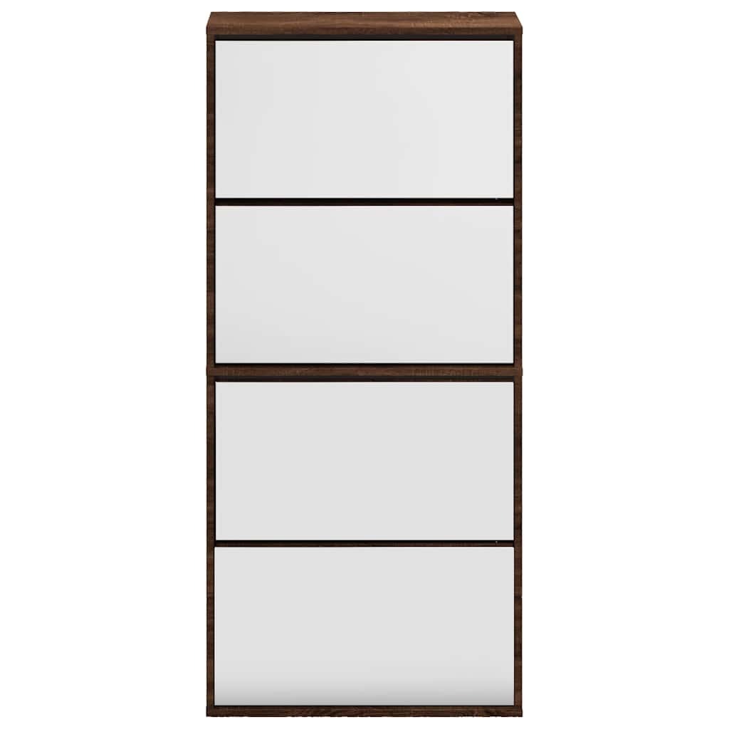vidaXL Shoe Cabinet with Mirror 4-Layer Brown Oak 63x17x134 cm