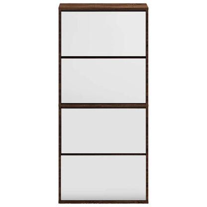 vidaXL Shoe Cabinet with Mirror 4-Layer Brown Oak 63x17x134 cm