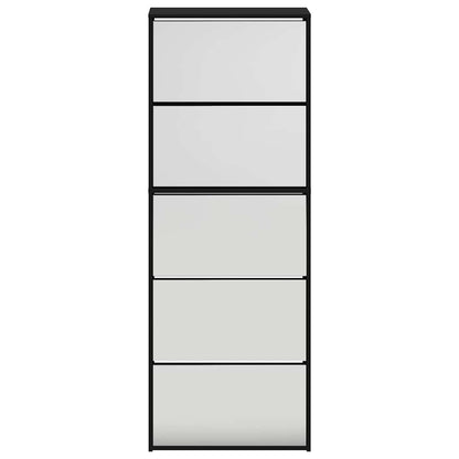 vidaXL Shoe Cabinet with Mirror 5-Layer Black 63x17x169.5 cm