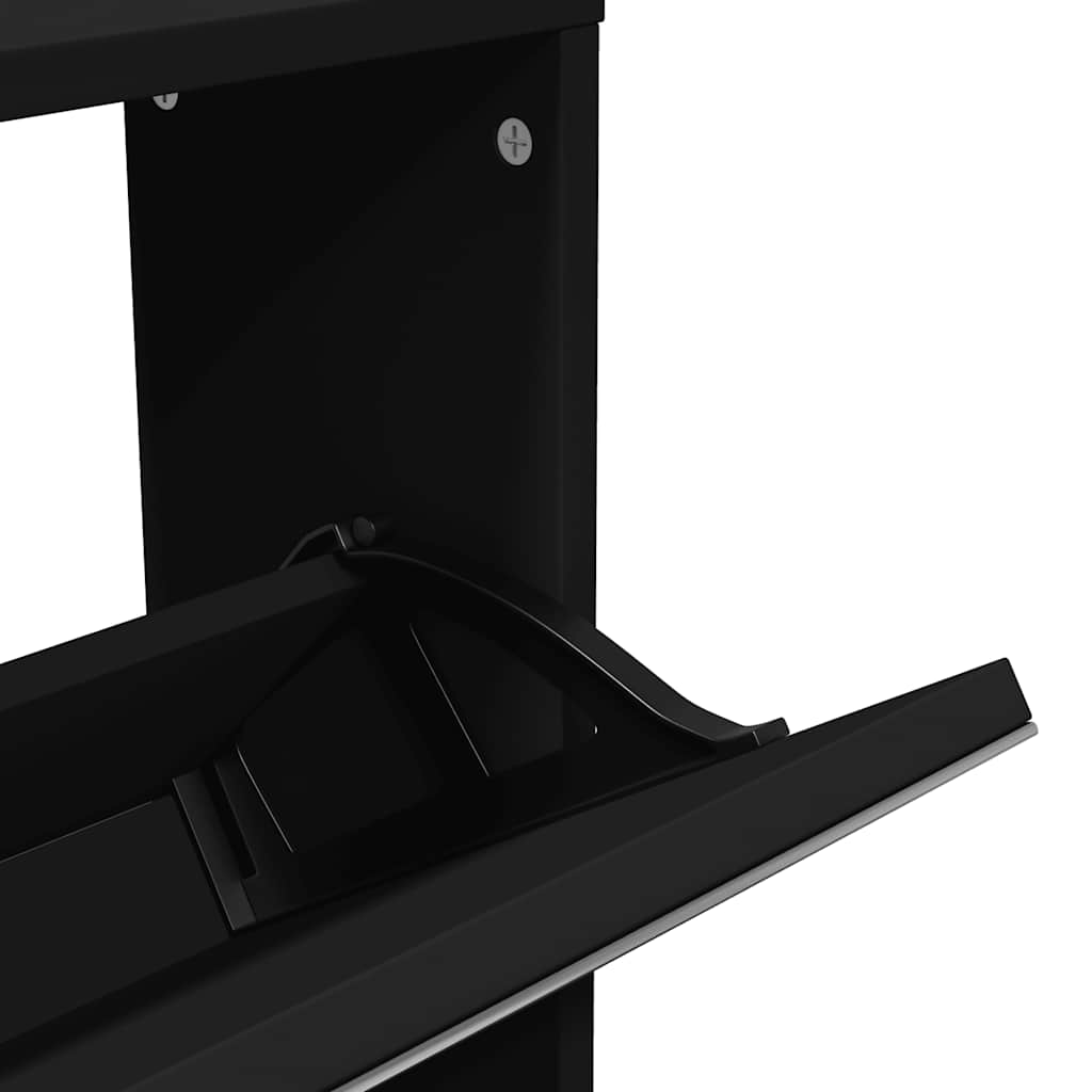 vidaXL Shoe Cabinet with Mirror 5-Layer Black 63x17x169.5 cm
