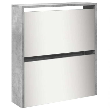 vidaXL Shoe Cabinet with Mirror 5-Layer Concrete Grey 63x17x169.5 cm