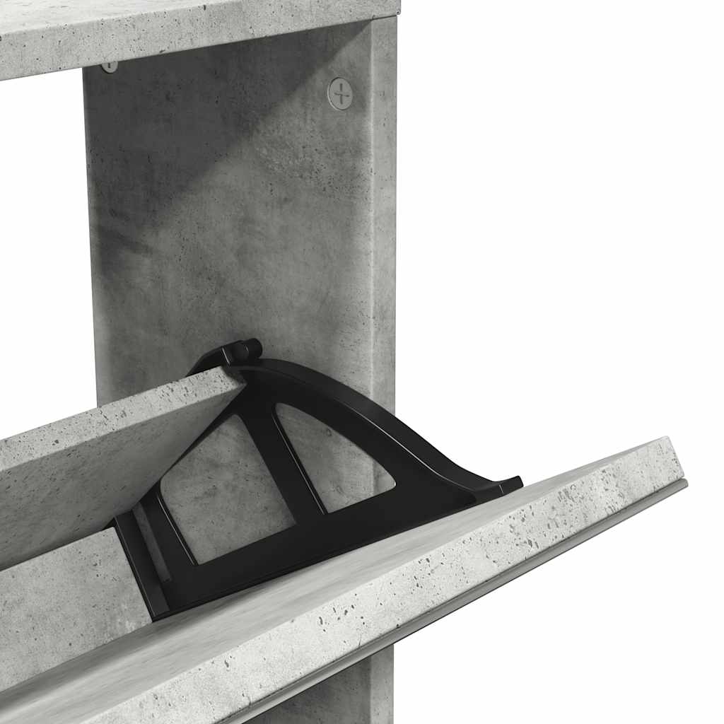 vidaXL Shoe Cabinet with Mirror 5-Layer Concrete Grey 63x17x169.5 cm