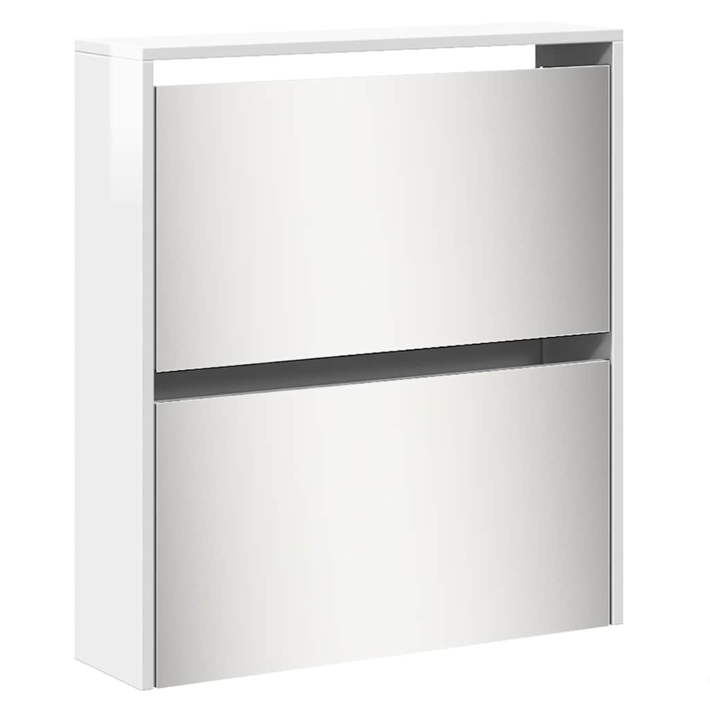 vidaXL Shoe Cabinet with Mirror 5-Layer High Gloss White 63x17x169.5 cm
