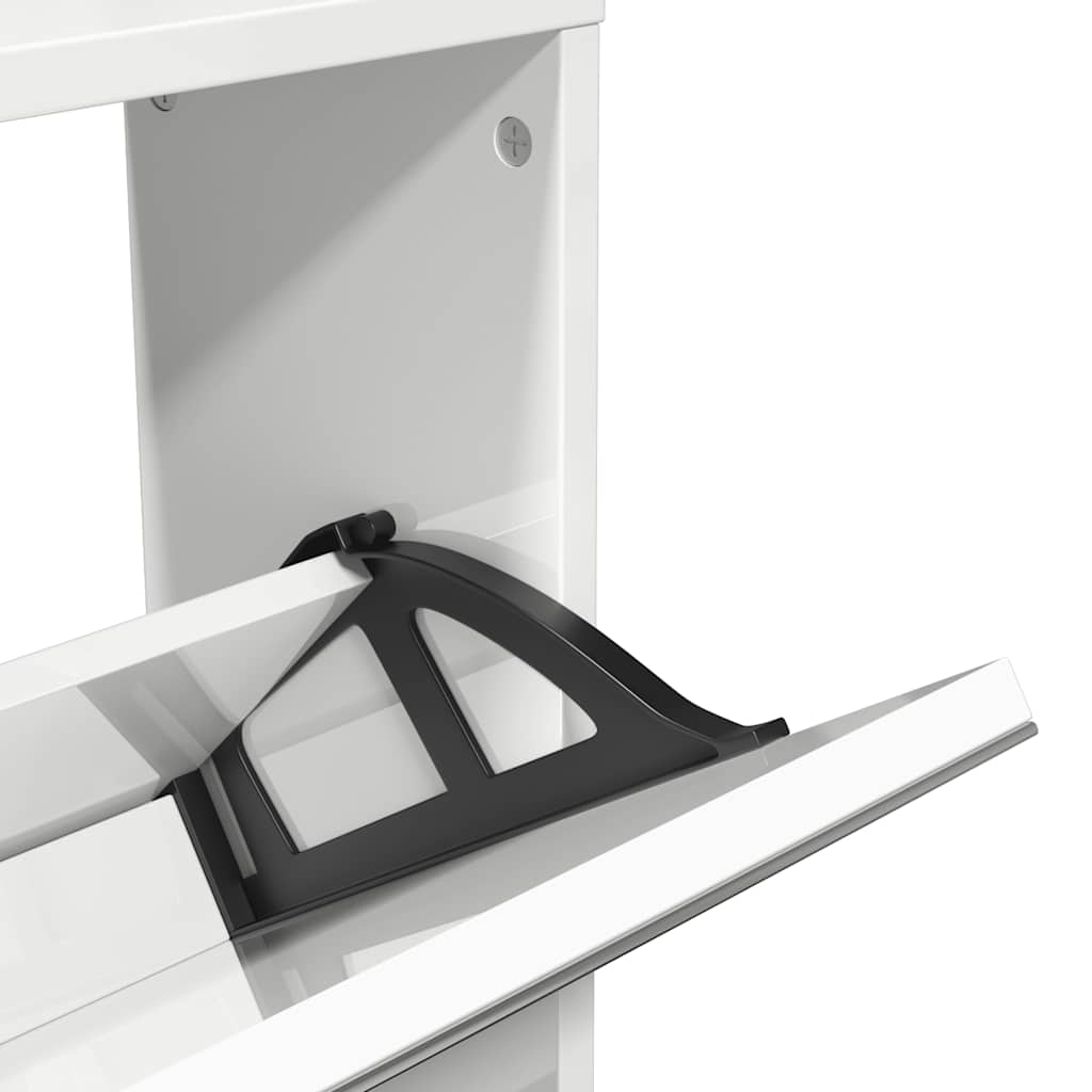vidaXL Shoe Cabinet with Mirror 5-Layer High Gloss White 63x17x169.5 cm