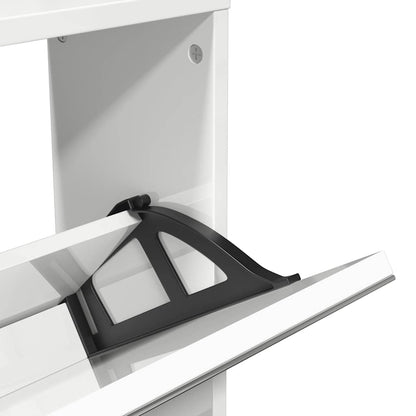 vidaXL Shoe Cabinet with Mirror 5-Layer High Gloss White 63x17x169.5 cm