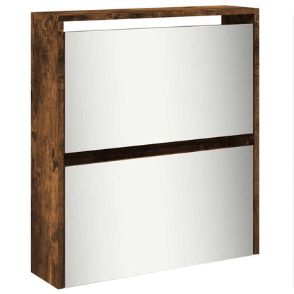 vidaXL Shoe Cabinet with Mirror 5-Layer Smoked Oak 63x17x169.5 cm