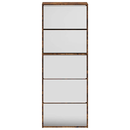 vidaXL Shoe Cabinet with Mirror 5-Layer Smoked Oak 63x17x169.5 cm