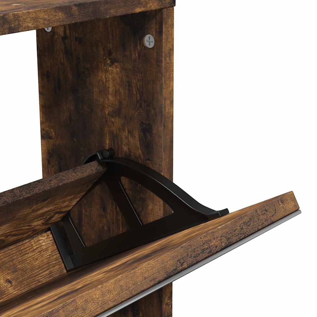 vidaXL Shoe Cabinet with Mirror 5-Layer Smoked Oak 63x17x169.5 cm