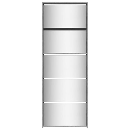 vidaXL Shoe Cabinet with Mirror 5-Layer Grey Sonoma 63x17x169.5 cm