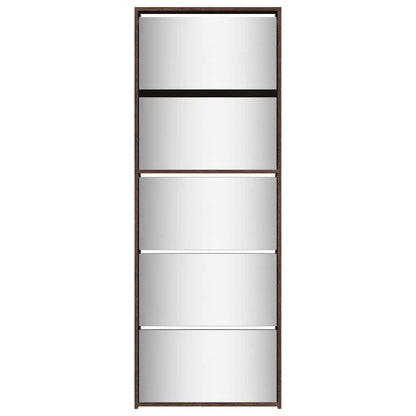 vidaXL Shoe Cabinet with Mirror 5-Layer Brown Oak 63x17x169.5 cm