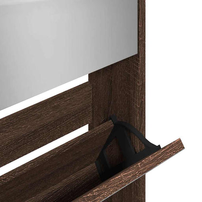 vidaXL Shoe Cabinet with Mirror 5-Layer Brown Oak 63x17x169.5 cm