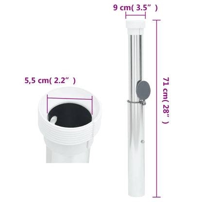 vidaXL In-Ground Parasol Base for 40-50 mm Pole Silver Aluminum