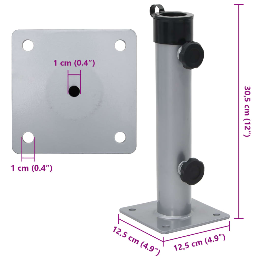 vidaXL Parasol Base for Ø38/48 mm Pole Silver Steel
