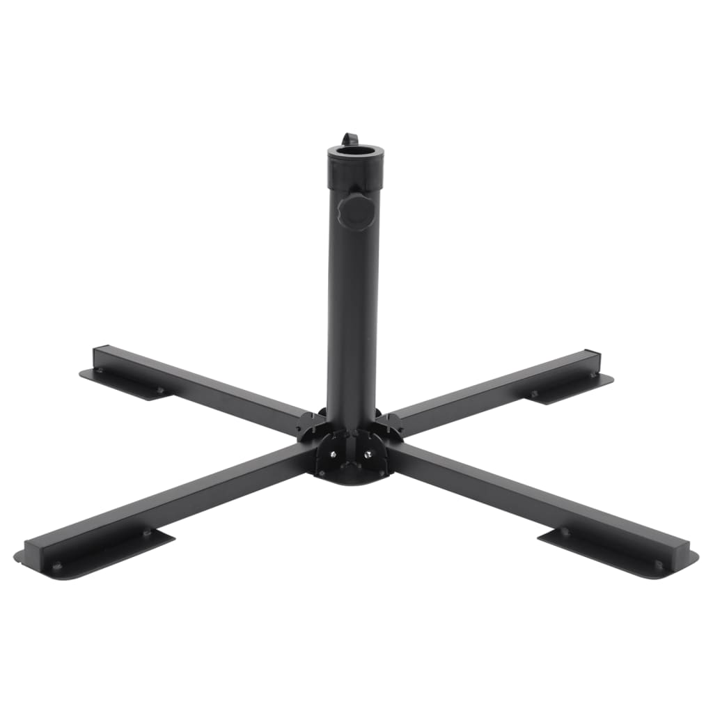 vidaXL Parasol Base Foldable for Ø38/48 mm Pole Glossy Black Steel