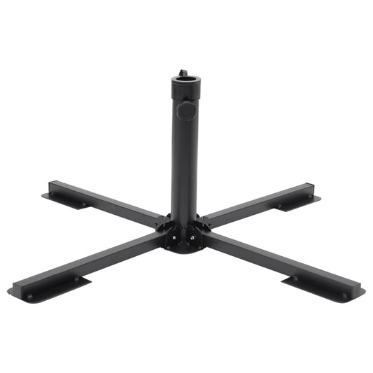 vidaXL Parasol Base Foldable for Ø38/48 mm Pole Glossy Black Steel