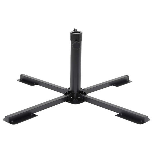vidaXL Parasol Base Foldable for Ø38/48 mm Pole Glossy Black Steel
