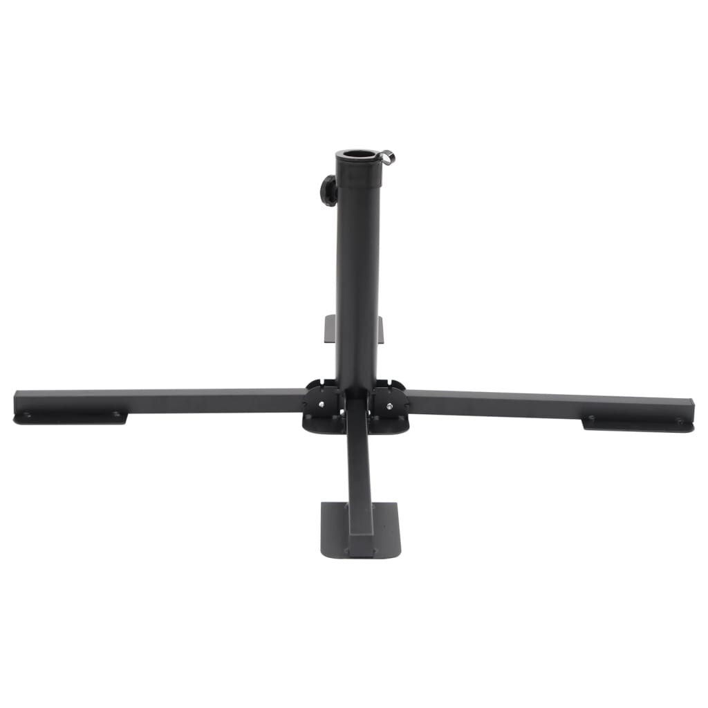 vidaXL Parasol Base Foldable for Ø38/48 mm Pole Glossy Black Steel