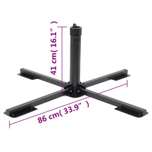 vidaXL Parasol Base Foldable for Ø38/48 mm Pole Glossy Black Steel