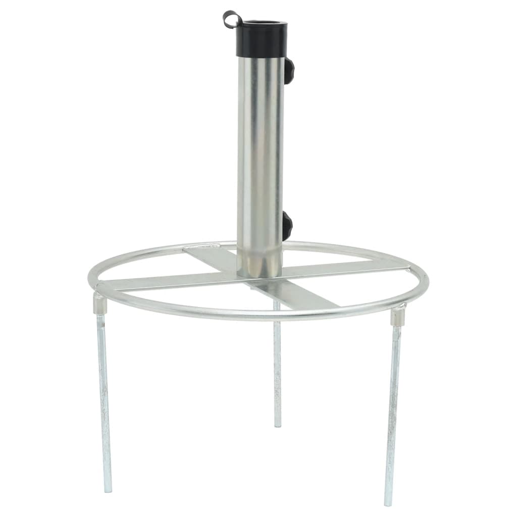 vidaXL Parasol Base with Ground Spikes for Ø38/48 mm Silver Steel