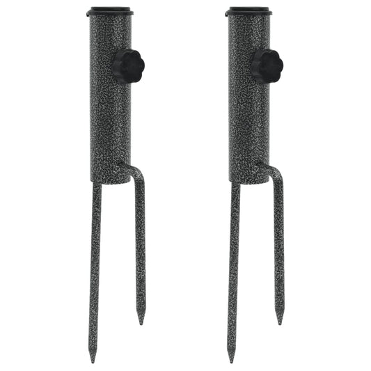 vidaXL Parasol Stands with Spikes 2 pcs 9x35 cm Galvanised Steel