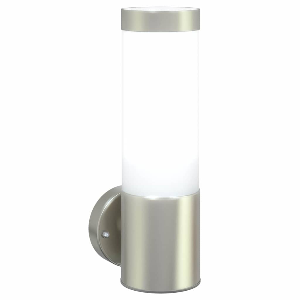 vidaXL Outdoor Wall Light Silver 12 x 7.5 x 27 cm Stainless steel