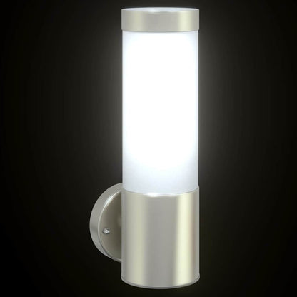 vidaXL Outdoor Wall Light Silver 12 x 7.5 x 27 cm Stainless steel