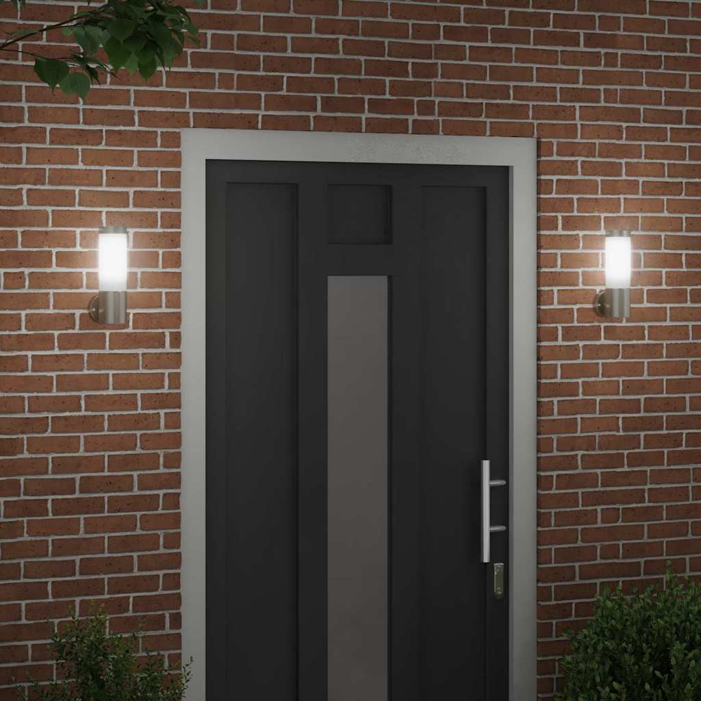 vidaXL Outdoor Wall Light 2 pcs Silver 12 x 8.5 x 27 cm