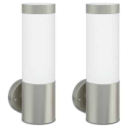 vidaXL Outdoor Wall Light 2 pcs Silver 12 x 8.5 x 27 cm