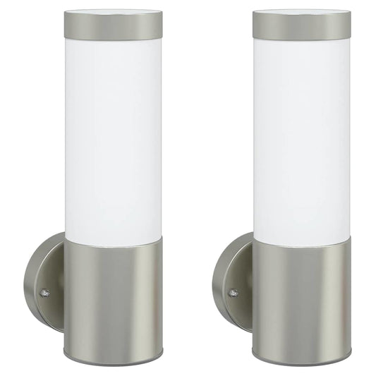 vidaXL Outdoor Wall Light 2 pcs Silver 12 x 8.5 x 27 cm