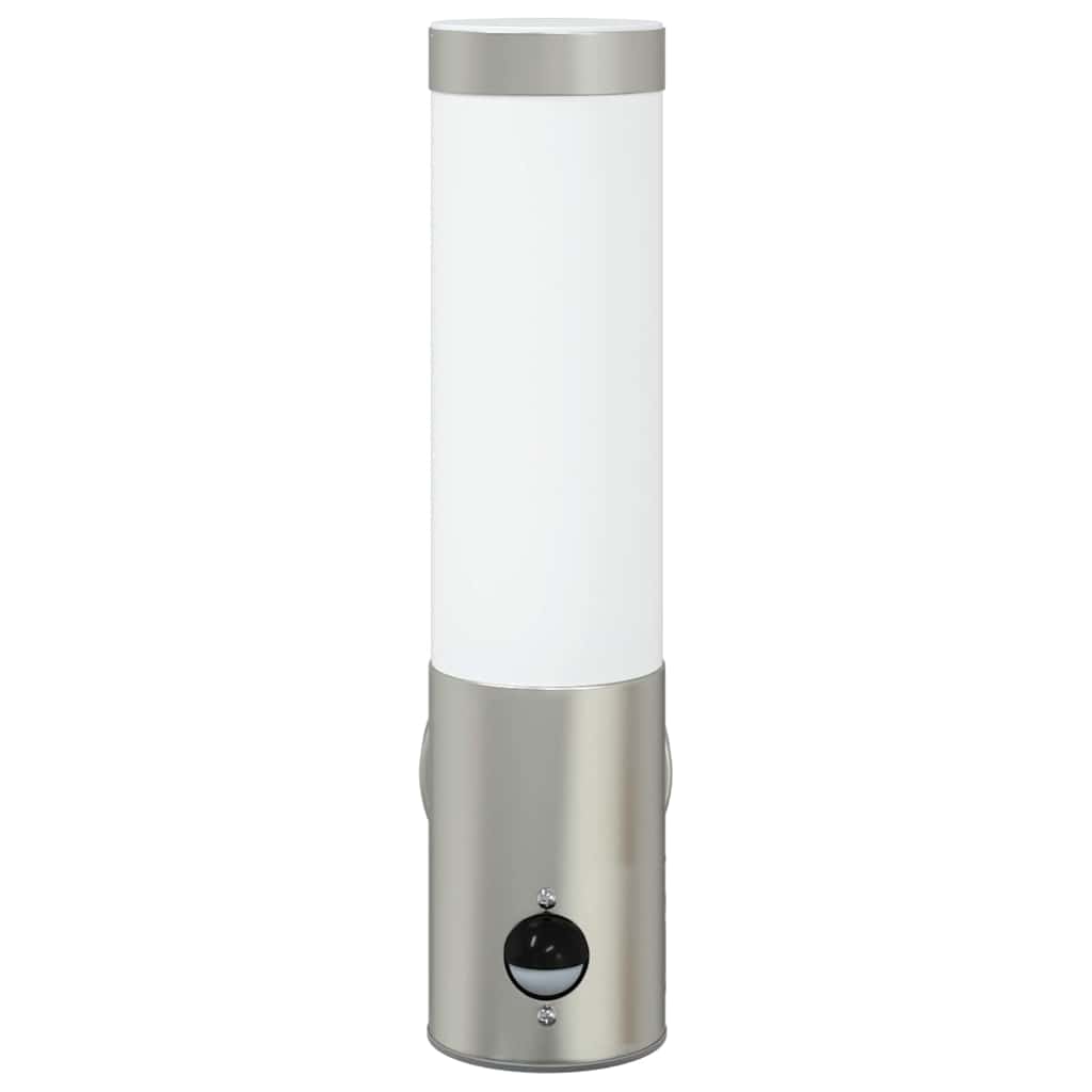 vidaXL Outdoor Wall Light with Sensor Silver Stainless Steel IP44