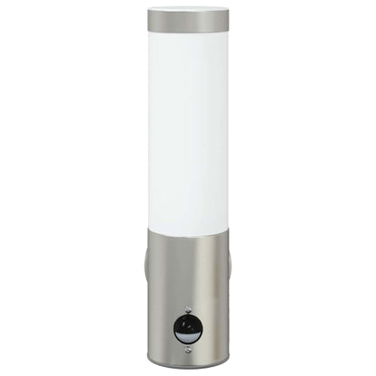 vidaXL Outdoor Wall Light with Sensor Silver Stainless Steel IP44