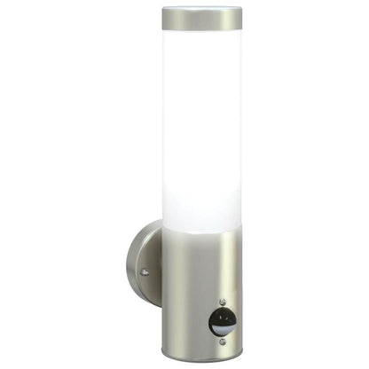 vidaXL Outdoor Wall Light with Sensor Silver Stainless Steel IP44