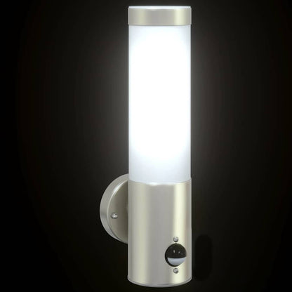 vidaXL Outdoor Wall Light with Sensor Silver Stainless Steel IP44